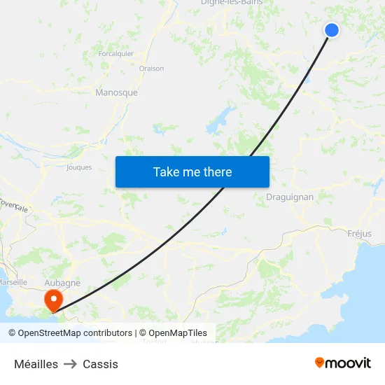 Méailles to Cassis map