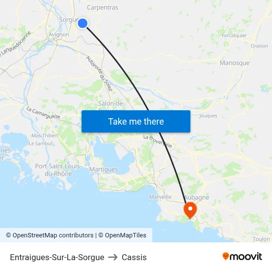 Entraigues-Sur-La-Sorgue to Cassis map