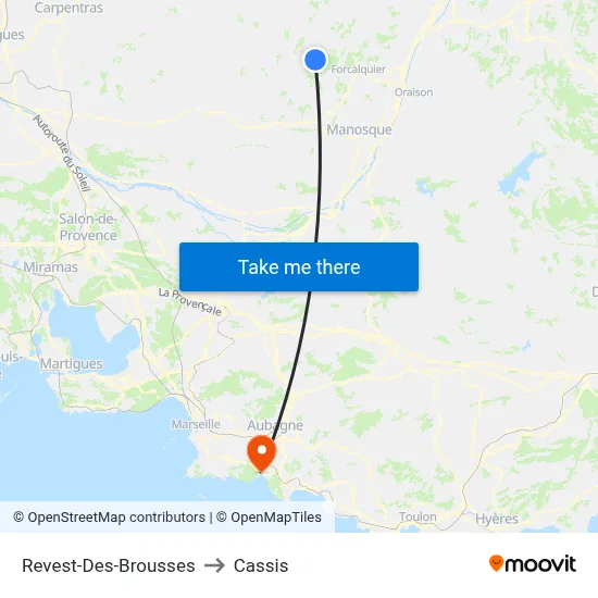 Revest-Des-Brousses to Cassis map