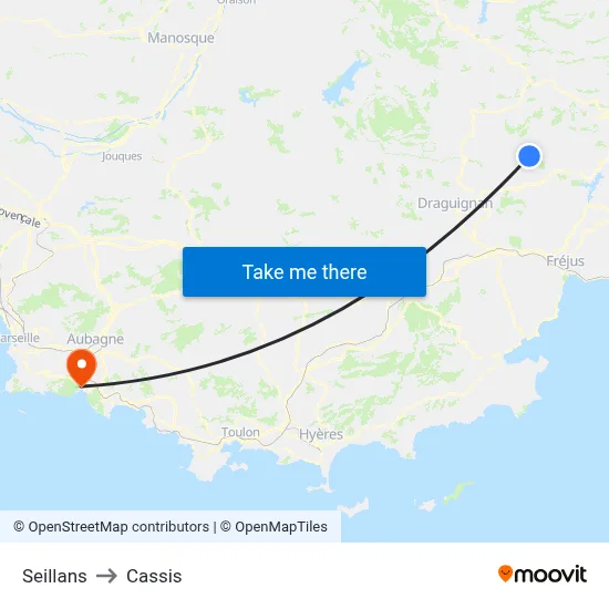 Seillans to Cassis map