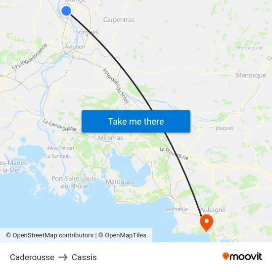 Caderousse to Cassis map