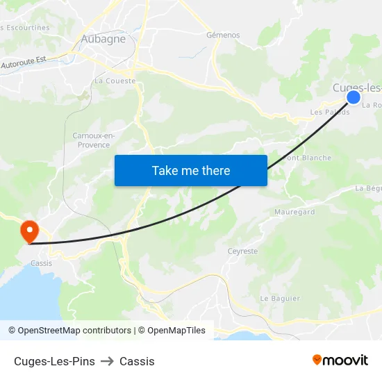 Cuges-Les-Pins to Cassis map
