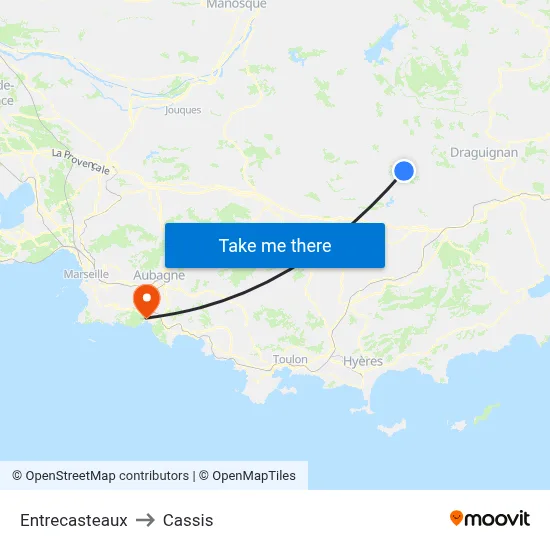 Entrecasteaux to Cassis map