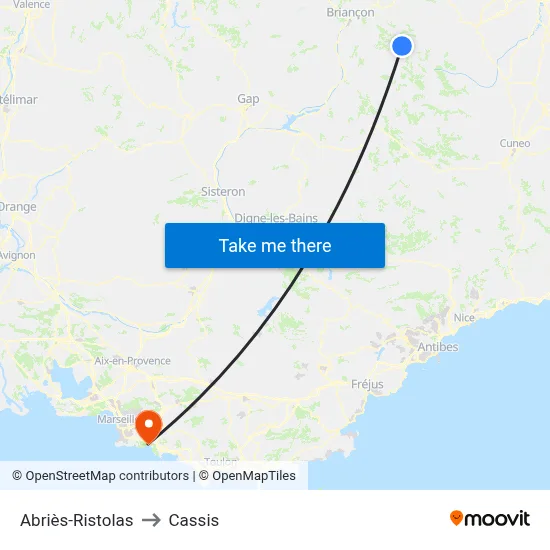 Abriès-Ristolas to Cassis map