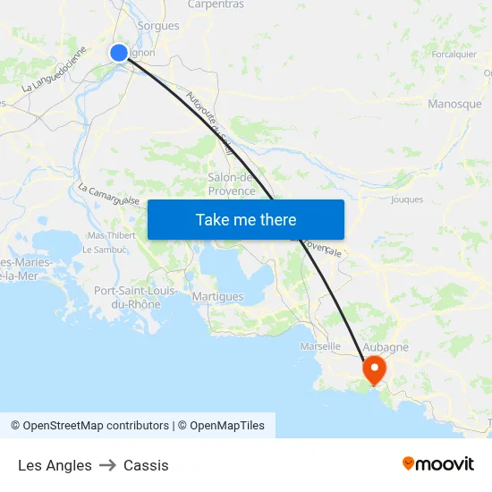 Les Angles to Cassis map