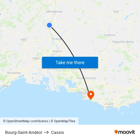 Bourg-Saint-Andéol to Cassis map