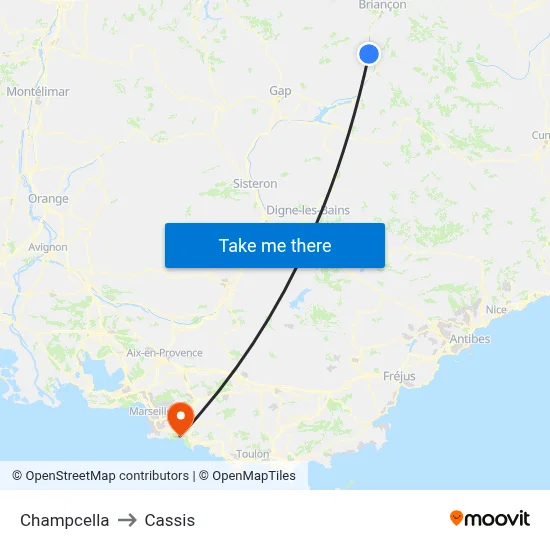 Champcella to Cassis map
