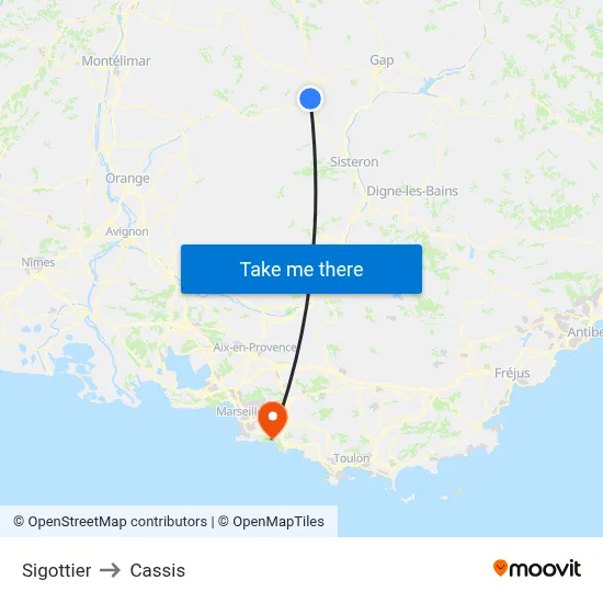 Sigottier to Cassis map