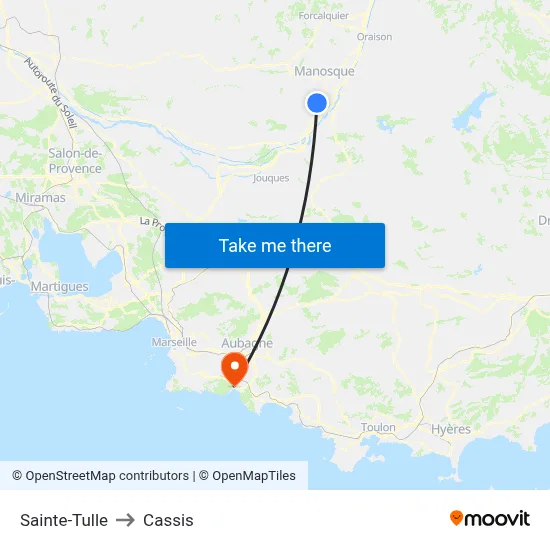 Sainte-Tulle to Cassis map
