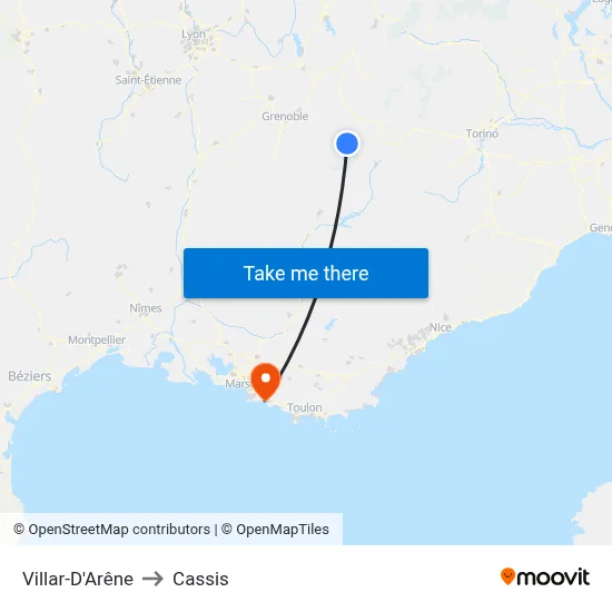Villar-D'Arêne to Cassis map