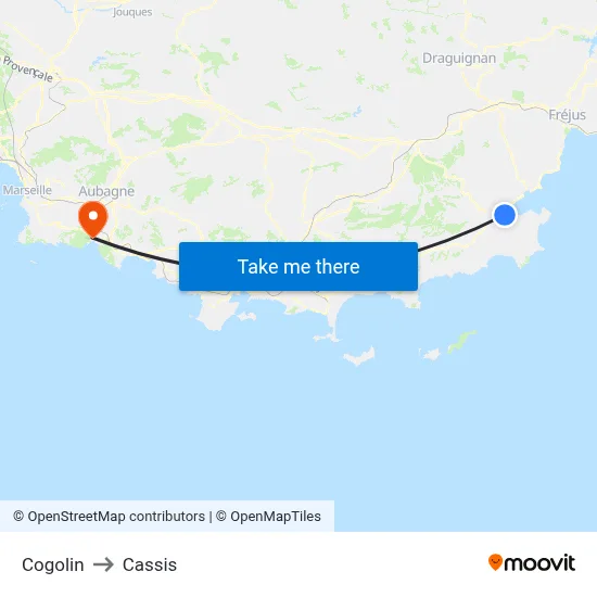 Cogolin to Cassis map
