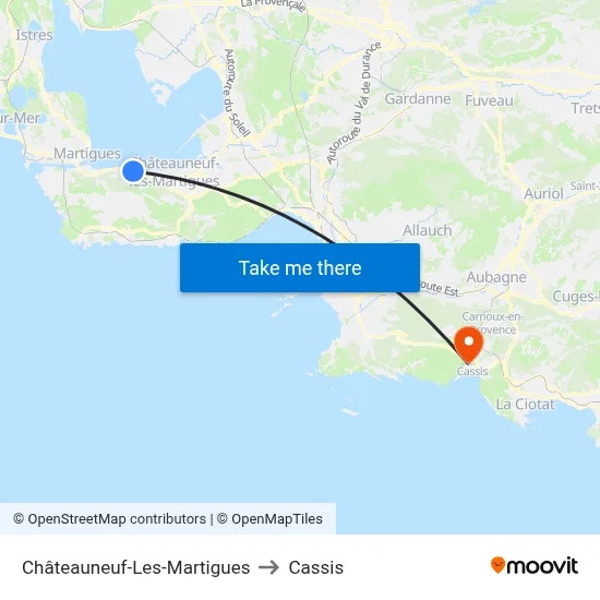 Châteauneuf-Les-Martigues to Cassis map