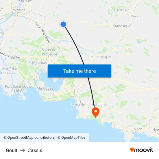 Goult to Cassis map