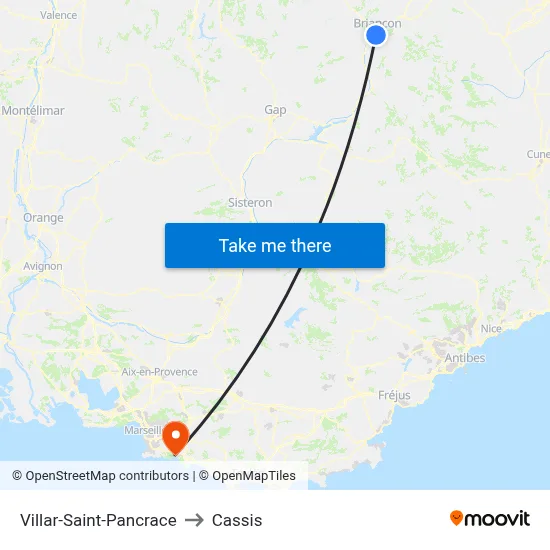 Villar-Saint-Pancrace to Cassis map