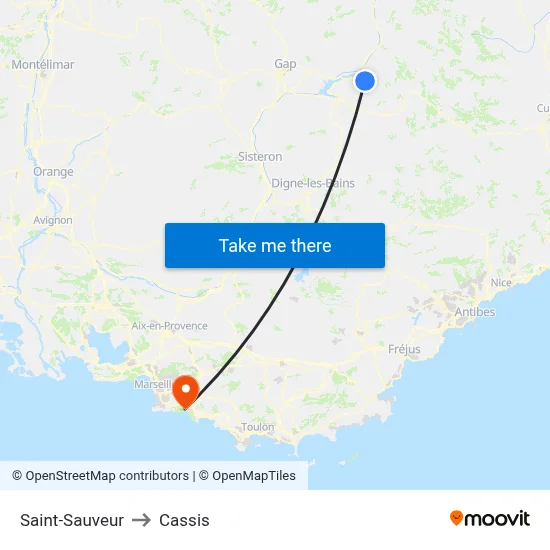Saint-Sauveur to Cassis map