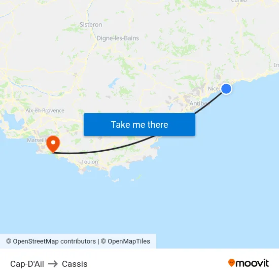 Cap-D'Ail to Cassis map