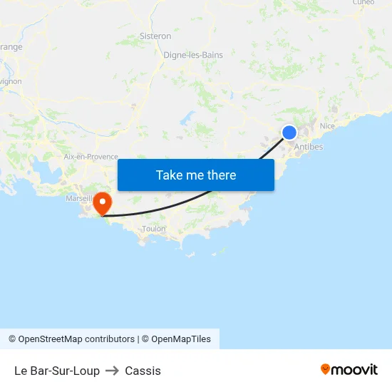 Le Bar-Sur-Loup to Cassis map