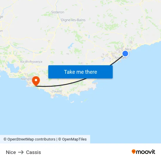 Nice to Cassis map