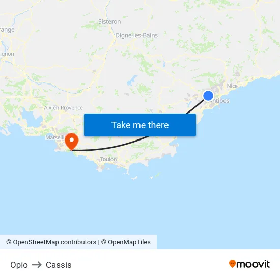 Opio to Cassis map