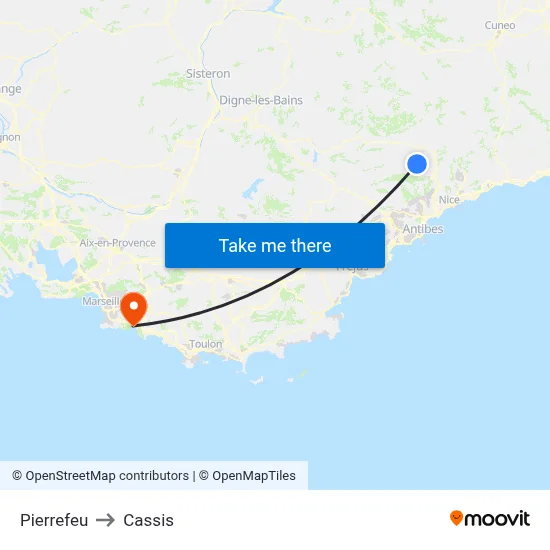 Pierrefeu to Cassis map