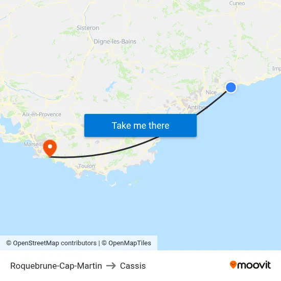 Roquebrune-Cap-Martin to Cassis map