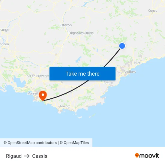 Rigaud to Cassis map