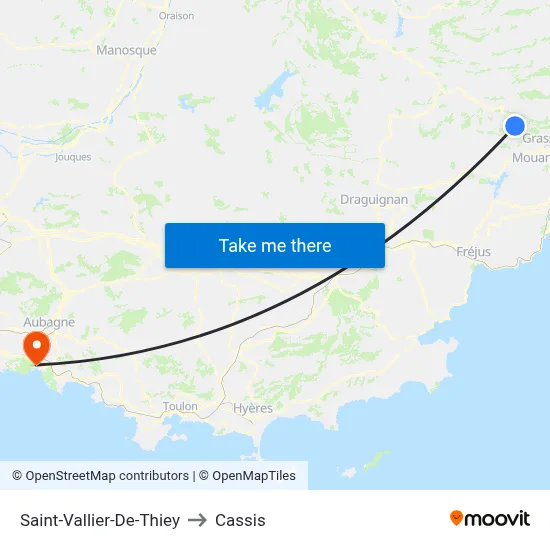 Saint-Vallier-De-Thiey to Cassis map