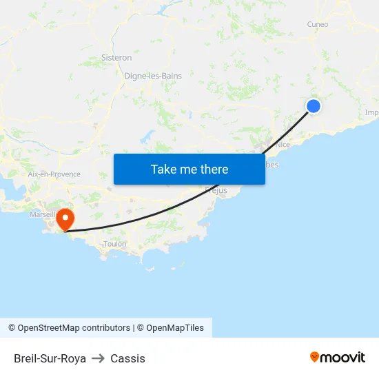 Breil-Sur-Roya to Cassis map