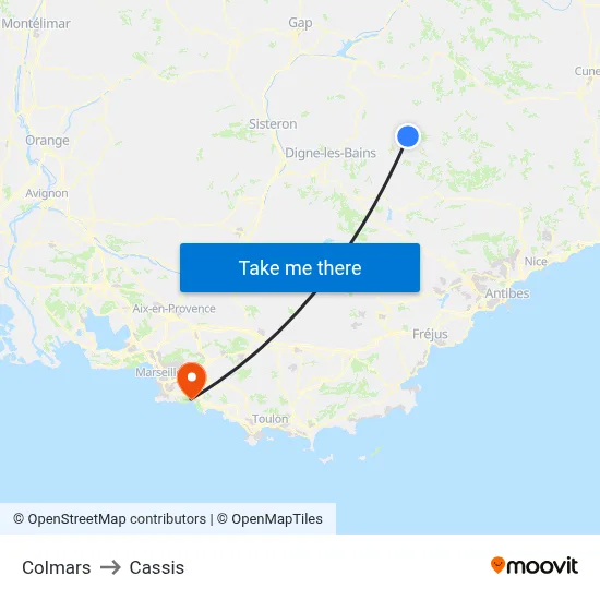 Colmars to Cassis map