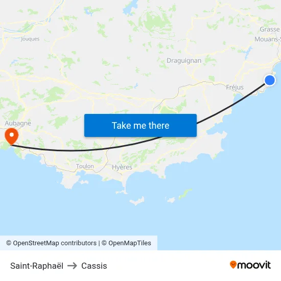 Saint-Raphaël to Cassis map