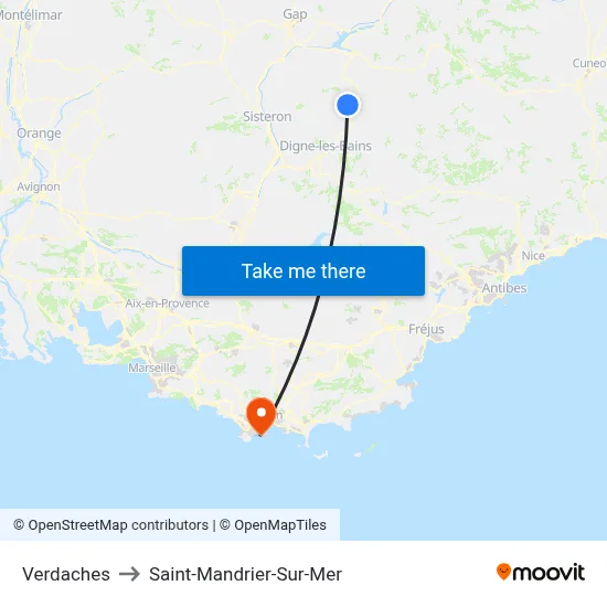 Verdaches to Saint-Mandrier-Sur-Mer map