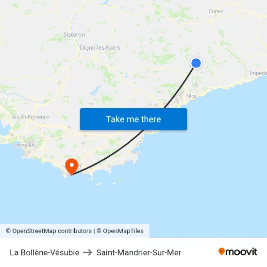 La Bollène-Vésubie to Saint-Mandrier-Sur-Mer map