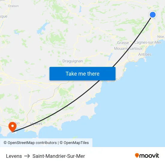 Levens to Saint-Mandrier-Sur-Mer map