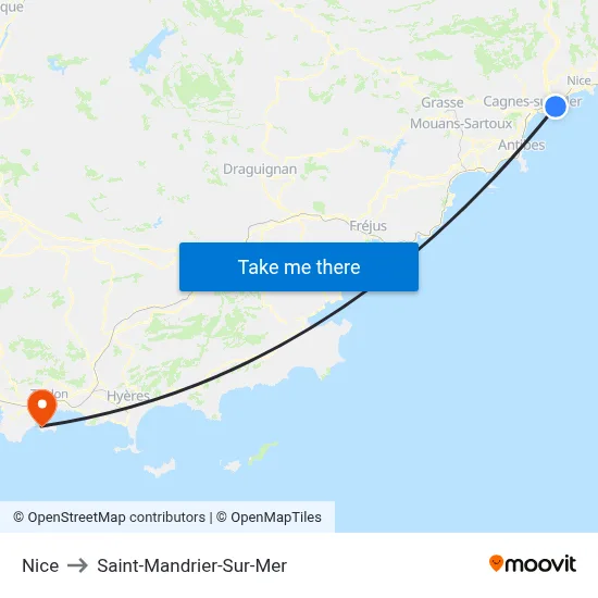 Nice to Saint-Mandrier-Sur-Mer map