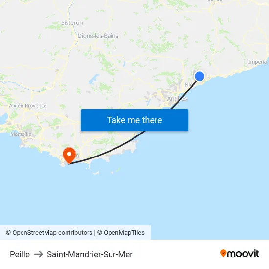 Peille to Saint-Mandrier-Sur-Mer map