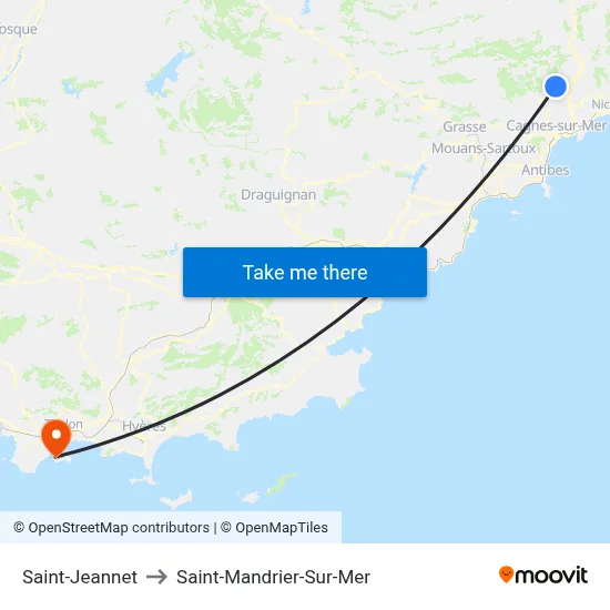 Saint-Jeannet to Saint-Mandrier-Sur-Mer map