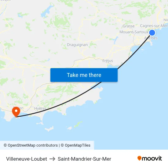 Villeneuve-Loubet to Saint-Mandrier-Sur-Mer map