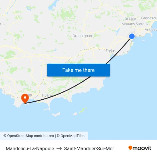 Mandelieu-La-Napoule to Saint-Mandrier-Sur-Mer map