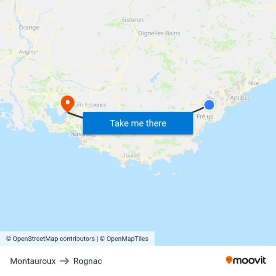 Montauroux to Rognac map