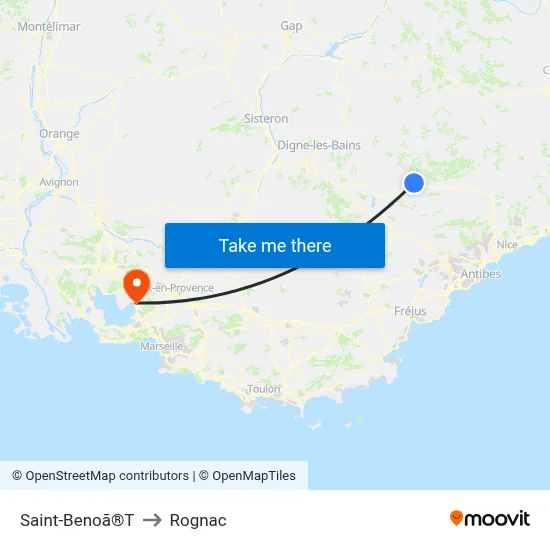Saint-Benoã®T to Rognac map