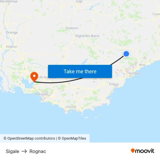 Sigale to Rognac map