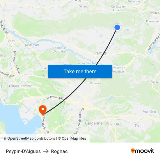 Peypin-D'Aigues to Rognac map