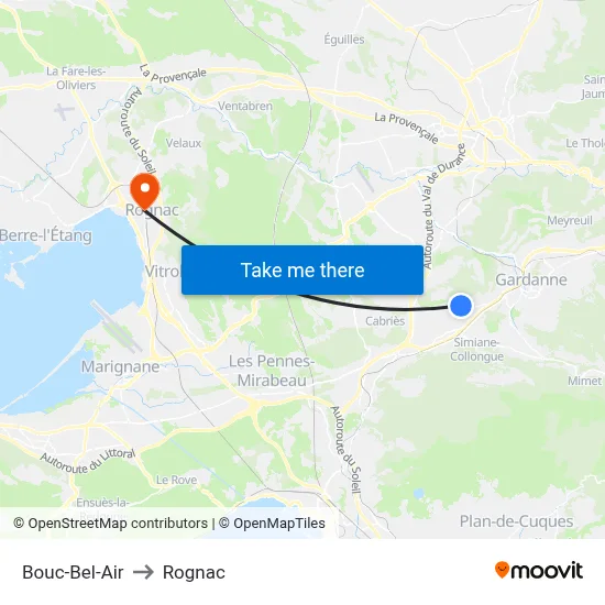Bouc-Bel-Air to Rognac map