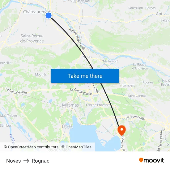 Noves to Rognac map