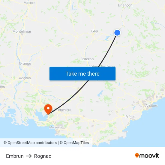 Embrun to Rognac map