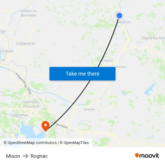 Mison to Rognac map