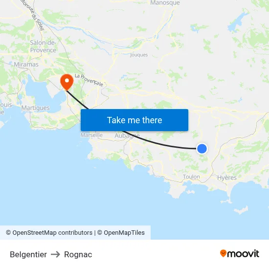 Belgentier to Rognac map