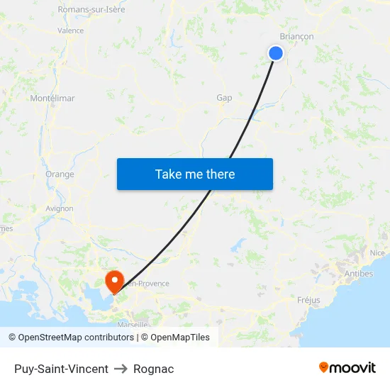 Puy-Saint-Vincent to Rognac map