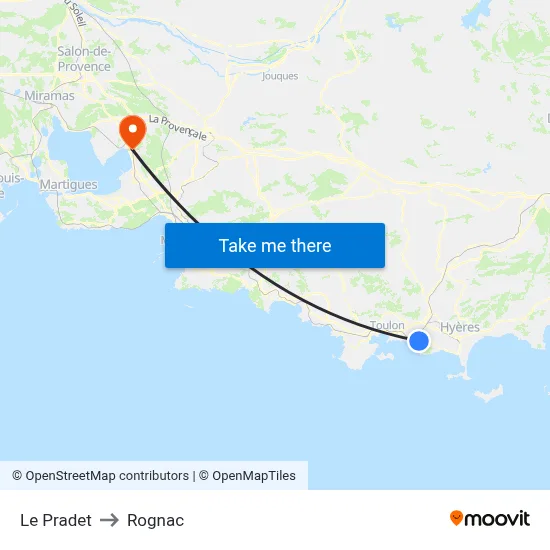 Le Pradet to Rognac map