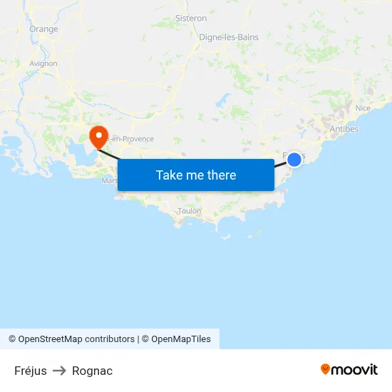 Fréjus to Rognac map